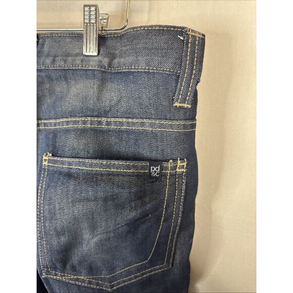 PD&C Jeans 32x30 Dark Wash Straight Fit Whiskered Denim Mens Casual - Picture 4 of 6